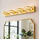 LED Bathroom Light Fixtures, 33inch Gold Vanity Lights, Modern 4 Light Acrylic Wall Sconces, 350 Rotatable Wall Lighting Fixture Over Mirror
