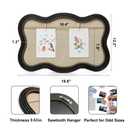 ibalux Linen Picture Board, Solid Wood Black Wavy Border Collage Frame, 18.8"x12.2", Display Multi-Size Photos with Clips & Jute Rope, Home Kitchen Office Decorative Hanging or Wall Organizer