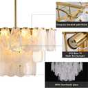 Modern Crystal Glass Chandelier, 23.6" Gold Luxury Hanging Pendant Light Fixture, 9-Light Round Cloud Ceiling Chandeliers Lighting for Dining Room Living Room Bedroom Foyer Stairway, E12