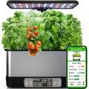 Hydroponics Growing System Indoor Garden, Smart Indoor Herb Garden with Grow Light, in Door Gardening System 8 Pods, APP & WiFi Control, Auto Timer, Quiet Pump, Stainless, Gift for Women Mom, Black