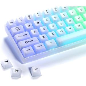 XVX Keyboard Keycaps White, Clear Jelly Keycaps 60 65 75 100 Percent, Translucent Cute Custom Key caps Set 124 Keys for Mechanical Gaming Keyboards(Translucent White)