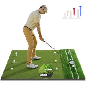 Premium Dual-Turf 5x4ft Golf Mat:10MM & 15MM Upgraded Golf Hitting Mat, Alignment & Angle of Approach Aid, Indoor/Outdoor Practice, Green,Ideal Golf Valentine's Day Gifts