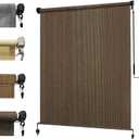 KANAGAWA 6'(W) x8'(H) Mocha Outdoor Roller Shade - Cordless Exterior Roll Up Sun Shade for Patio, Pergola, Front Porch, Gazebo - Outdoor Blinds Screens for Patio, 72"W x 96"H