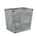 VERGOODR Grey Farmhouse Style Torched Wood Can Waste Bin with Decorative Metal Brackets Can for Bedroom, Living Room, Bathroom & Office (Gray)