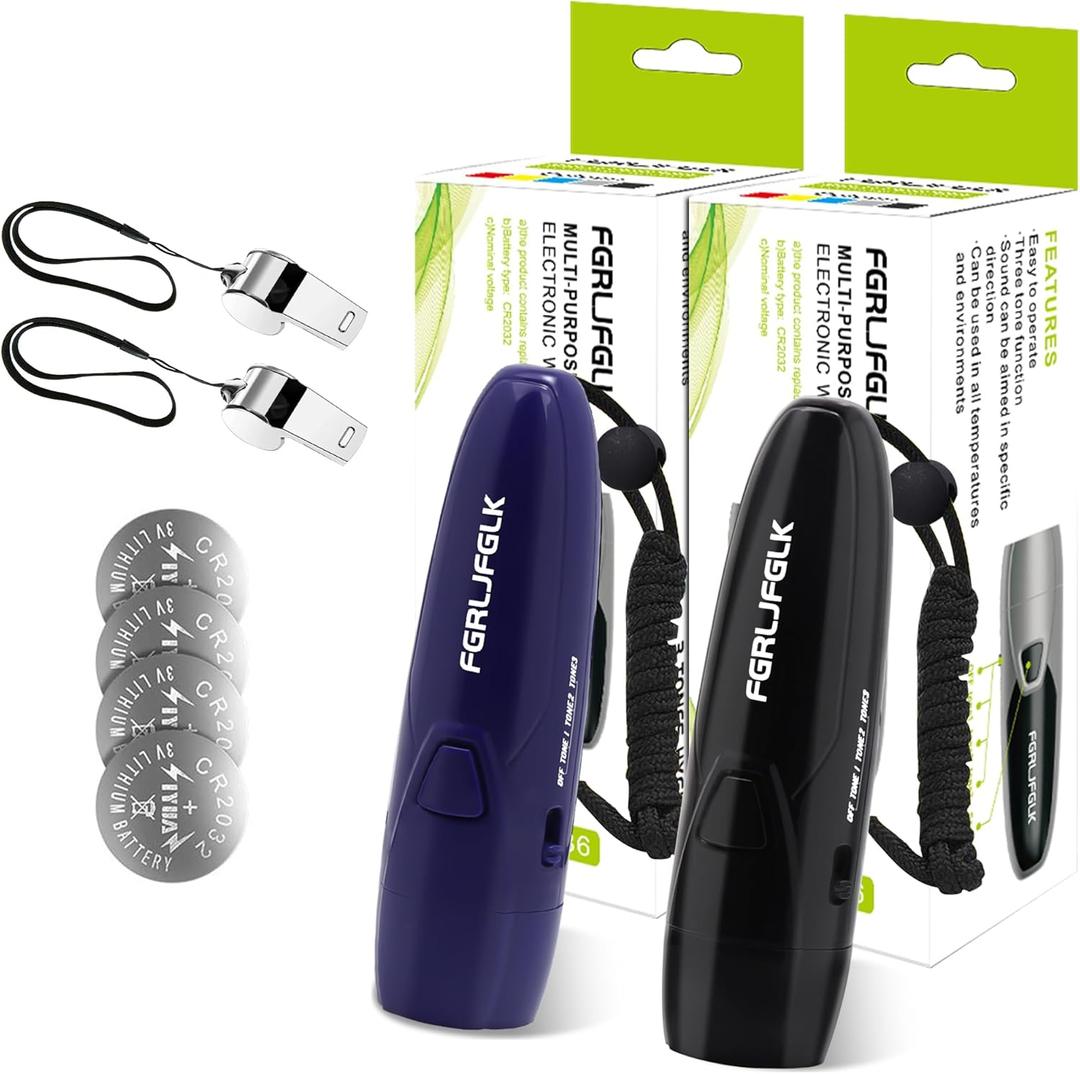 Electric Whistle Handheld Electronic Whistle for Coaches 3 Tones High Volume Electric Whistle with Lanyard Battery Operated Outdoor Sport Whistle for Teacher Referees (Black and Blue)