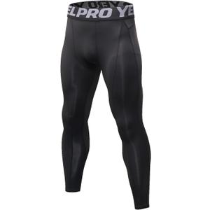 SPVISE Black Men's Compression Pants Leggings Sports Tights Cool Dry Athletic Baselayer Active Pants Workout Running Yoga Gym, X-Large (Black, XL)