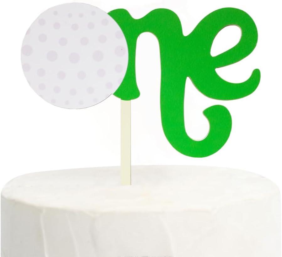 First Birthday Wood Cake Topper,Golf-Themed One-Year-Old Party Decoration Supplies Sports-Themed One-Year-Old Birthday Cake Decoration,Hole In One One-Year Cake Decoration
