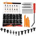 260PCS Car Bumper Retainer Clips Kit - Auto Plastic Rivets & Push Fasteners Set, Most Popular Sizes for Door Trim, Panel, Fender - Compatible with GM, Ford, Toyota, Honda, Chrysler