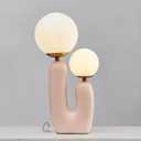 Aeyee Cute Cactus Table Lamp, Glass Globe Bedside Desk Lamp, Resin Night Light for Bedroom Nightstand (Pink Finish)