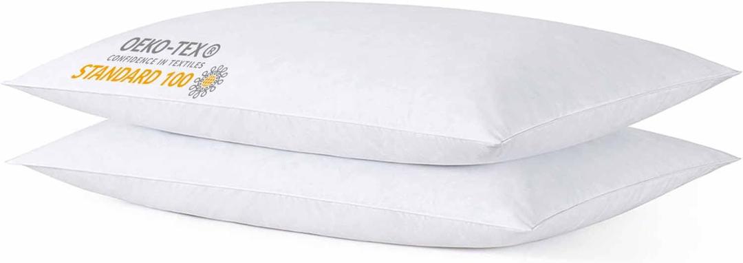 Thin Flat Slim Ultra Soft Bed Pillows Standard Size Set of 2 Pack for Sleeping, Bed Pillow for Stomach Back and Side Sleepers, Machine Washable 20x26 inches