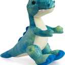 HollyHOME Plush T-Rex Dinosaur Toy with Soft Realistic Textured Scales Cute Dino Gift for Kids Blue and White 10"