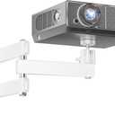 WALI Mini Foldable Projector Wall Mount with 360 Rotating Gimbal, Fully Adjustable Wall/Ceiling Mount Bracket for 1/4" M4 M6 Screw Projectors, Small Projector Holder up to 4.4lbs (1330LM-PMW), White