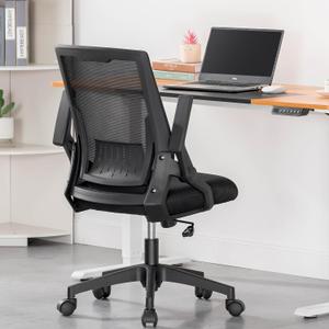 COMHOMA Office Chair with Flip-up Armrests Ergonomic Mesh with Lumbar Support Swivel Tilt Comfortable Study Computer Desk Task Chair