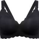 Easybunny Scalloped Nursing Bras for Breastfeeding Seamless Wireless Maternity Bras for Pregnancy Soft Sleep Support Bra, Black, M