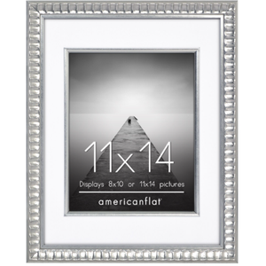 Americanflat 11x14 Picture Frame with Decorative Inner Mat Accent - Use as 8x10 with Mat or 11x14 without the Mat - Statement Frame with Shatter-Resistant Glass 