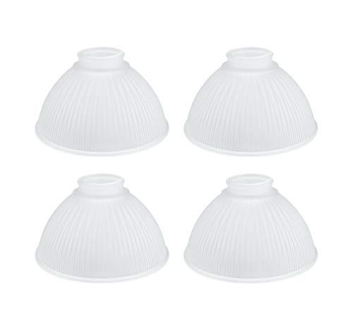 Aspen Creative Frosted 23086-4 Transitional Style Replacement Dome Shaped Ribbed Glass Shade, 2 1/8" Fitter Size, 3 3/4" high x 6 1/2" Diameter, 4 Pack