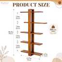 Pinkunn Floating Shelves for Wall, 5 Tier Wall Mounted Shelf Unit with 19.7 Inch Pine Wood Shelves and Walnut Frame, Decorative Plant Photo Book Display Shelf for Living Room Bedroom Bathroom, 38.6 x 6.3 x 2.4 inches