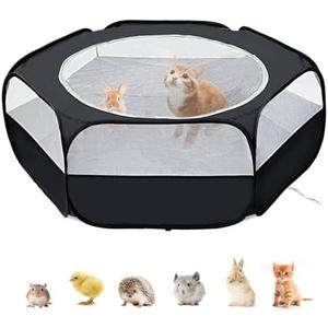 XIRGS Small Animal Playpen, Pet Playpen for Cat/Rabbit/Hamster/Guinea Pig/Bunny/Ferret/Kitten Toys Chick Brooder Box Cage Tent Pop Up Play Pen with Cover, Portable Play Yard Indoor Outdoor Waterproof
