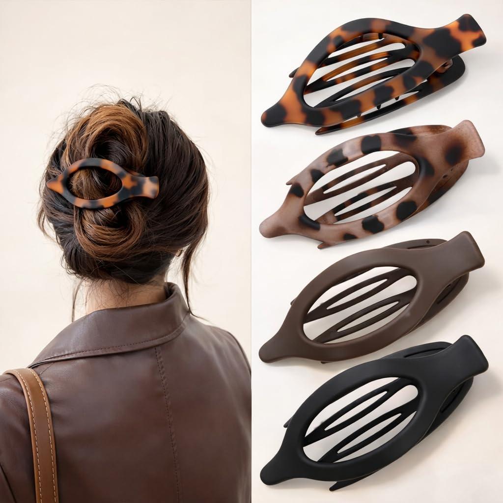 4-Pack Medium Duckbill Hair Clips for Women, Matte Flat Hair Claws: French Non-Slip Strong Hold Hair Claws for Thin to Thick Hair, All-Day Comfort for Driving, Lying Down & Exercise