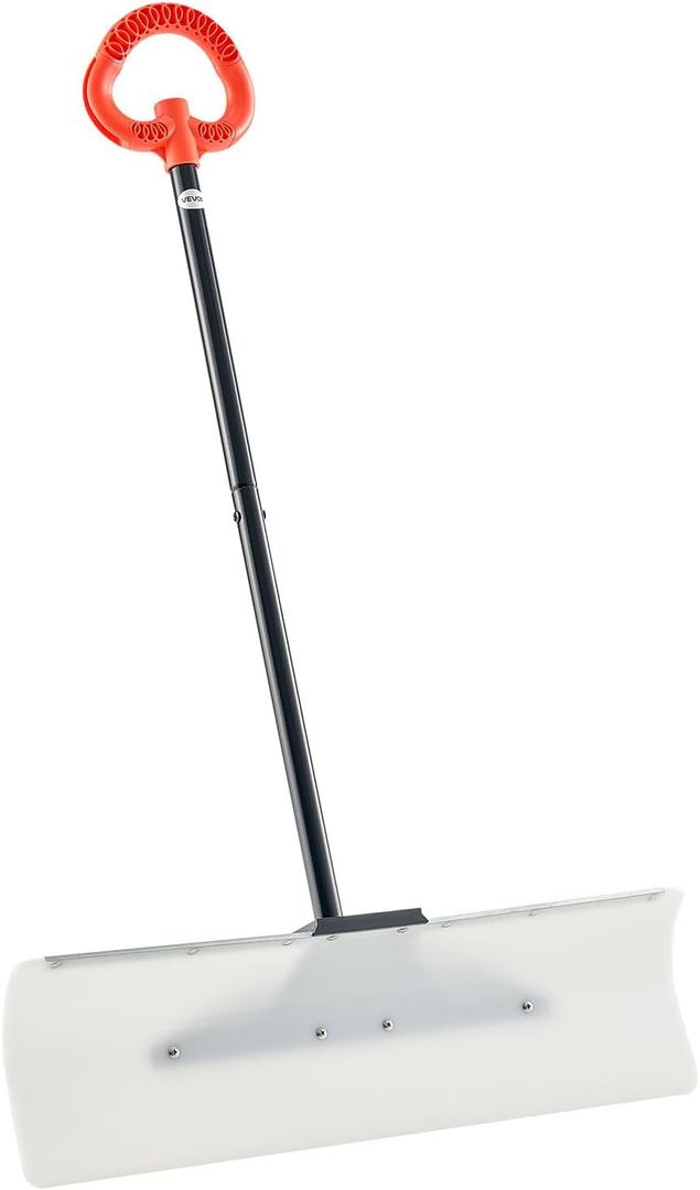 VEVOR Snow Pusher, 30 inch Wide Push Snow Shovel Plow for Driveway, Sidewalks and Doorways with Segmented Handle, Ergonomic Grip and HDPE Plastic Blade (Regular)