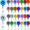 30 Pack Frosted Retractable Badge Reels with 24" Cord, ID Badge Holders Clips for Work, Office, Hospital, Events (Frosted Transparent)