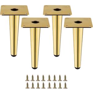 Gold Metal Furniture Legs Heavy Duty Straight Furniture Feet DIY Modern Replacement Legs for Cabinet Sofa Couch Chair-Set of 4 (Gold, 6")