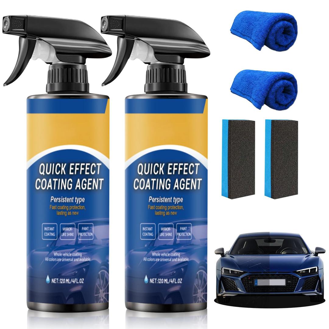2PCS Car Coating Spray, Quick Effect Coating Agent, Coat Car Wax, Car Scratch Wax Coating Spray, Oil Film Emulsion Glass Cleaner