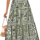 BTFBM Women's Clothing Wedding Guest Dresses Casual Boho Floral Short Sleeve Smocked Maxi Beach Spring Summer Dress 2026 (Green, S)