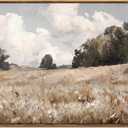 VIYYIEA Framed Canvas Wall Art Vintage Decor, Farmhouse Scenery Vast Field Grassland Paintings, Large Prints, Nature Landscape Wall Decoration for Living Room Bedroom Bathroom, 24"x36"