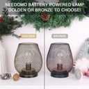 NEEDOMO 2 Pack Battery Operated Lamp Outdoor Table Lantern, LED Table Lantern with Timer Mode, Vintage Decorative Lights Cordless Lamp Indoor Outdoor Patio Bedroom Living Room with LED Bulb
