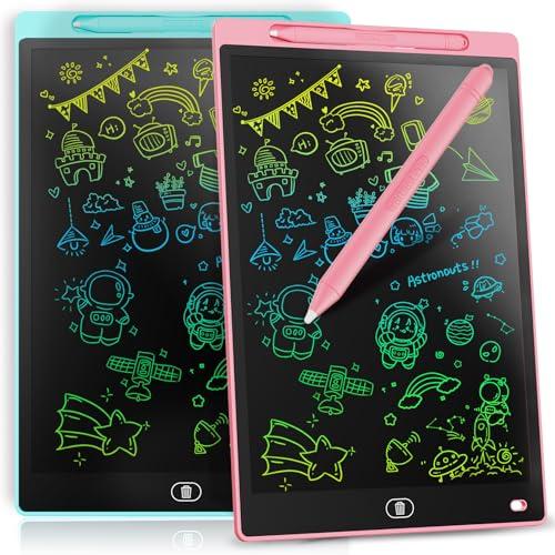[2 Pack] Genialba LCD Writing Tablet 10-Inch Colorful Doodle Board, Toddler Learning Educational Toys Gifts for 3-8 Years Old Girls and Boys, Electronic Drawing Pad for Kids (Pink & Blue)