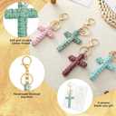 Kenning 36 Pcs First 1st Communion Favor Cross Keychains Bulk Mother's Day Church Gift Christian Baptism Favors Handmade with Thank You Cards Bags, Llavero De Cruz Car Keychain Women Bulk for Guest