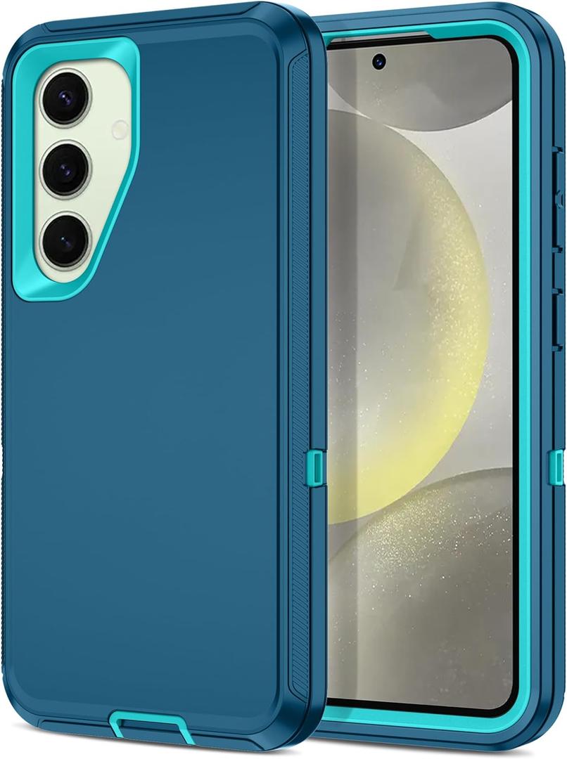 I-HONVA for Samsung Galaxy S24 Case,Galaxy S25 Case Shockproof Dust/Drop Proof 3-Layer Full Body Protection [Without Screen Protector] Rugged Heavy Duty Cover for Galaxy S24/S25,Turquoise