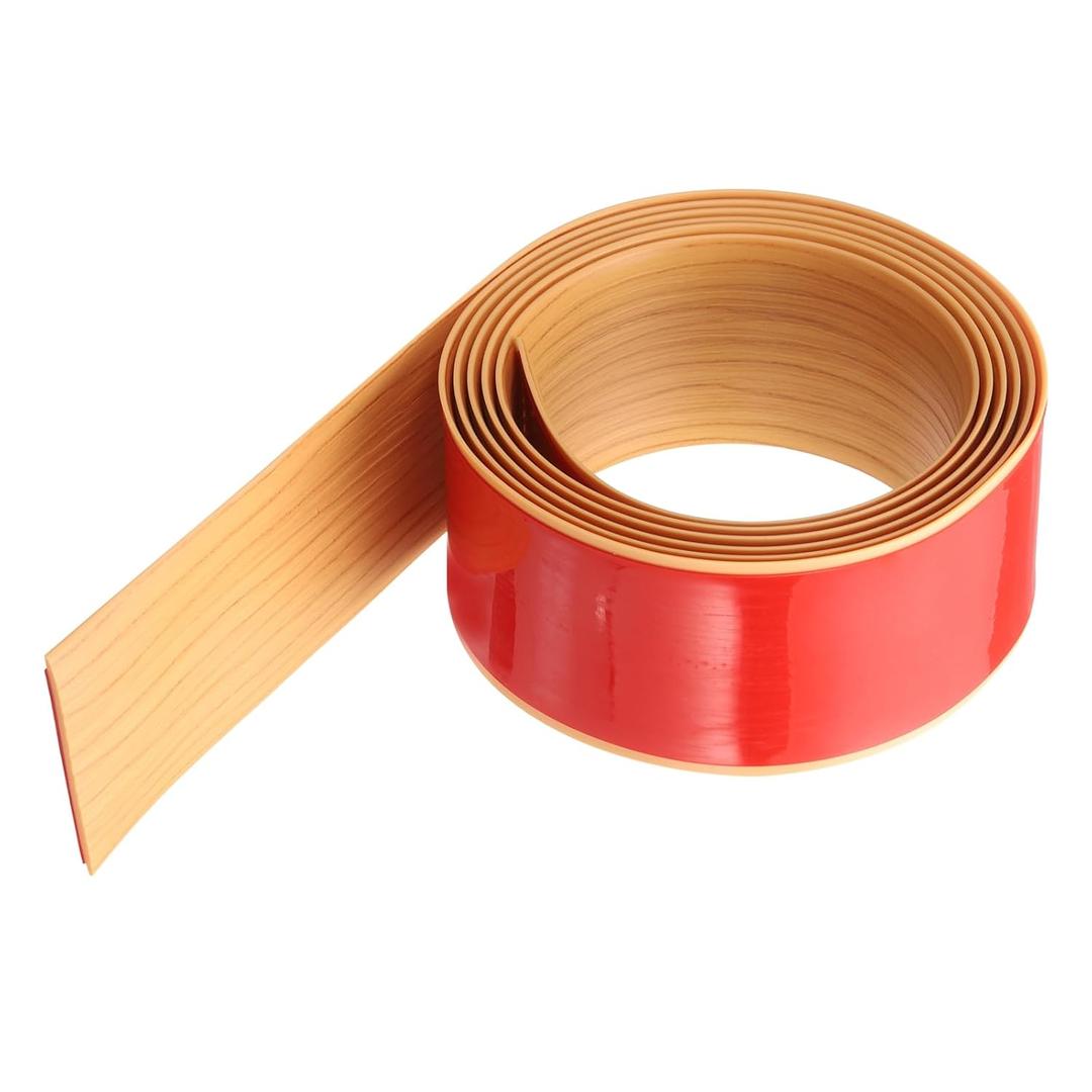 HARFINGTON Floor Transition Strip 2" 6.56ft Self-Adhesive Laminate Floor Strips Divider Floor Cover Strips Durable PVC Edging Trim for Uneven Floors Carpet Tiles Gaps, Yellow Wood Grain