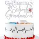Pharmacy School Graduated Cake Topper, Congrats Pharmacist, Pharmacy School Graduation Party Decorations Silver Glitter
