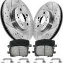Anpulsero Brake Pads And Rotors Kit Front Vented Compatible with 2003-2008 Toyota Corolla;2003-2008 Toyota Matrix;2003-2008 Pontiac Vibe Drilled Slotted Brake Rotors& Pads for D923-7824 & 31270(275mm)
