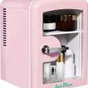 Iceblue Mini Fridge, Skincare Fridge with Viewing Window, 4 Liter /6 Cans Compact Mini Makeup Fridge for Beauty & Beverages, Tiny Fridge for Desk, Bedroom, Car, Office, Dorm, Gift - Pink