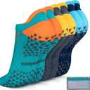 Hylaea Unisex Non Slip Socks with Grip for Yoga, Hospital, Pilates, Barre | Ankle, Cushioned (XL)