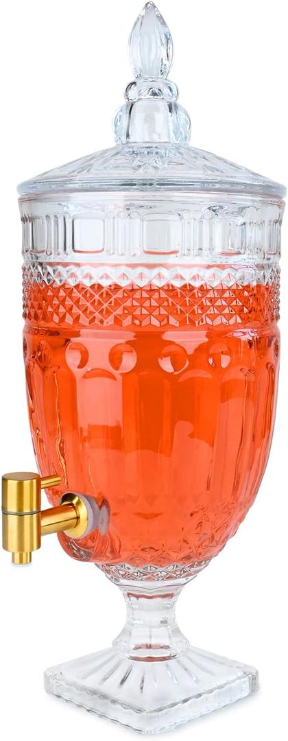 1.3 Gallon Glass Drink Dispenser, Glass Beverage Dispenser with Spigot for Party Bar Wedding, Crystal Collection Jug, Wide Mouth with Lid, Iced Beverage Dispensers (1.3gal Glass relief) 1.3 Gallon Glass Drink Dispenser, Glass Beverage Dispenser with Spigot for Party Bar Wedding, Crystal Collection Jug, Wide Mouth with Lid, Iced Beverage Dispensers (1.3gal Glass relief)