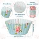 Sunnyray 600 Count Floral Mini Cupcake Liners for Baking Watercolor Flower Small Cupcake Liners Wrappers Tea Party Baking Paper for Shower Wedding Bridal Showers Birthday Party Decoration