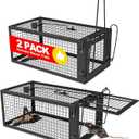 2 Packs Humane Rat Trap Outdoor Mouse Traps Indoor Use, Rodent Chipmunk Traps for Small Live Animal Catch and Release  Black
