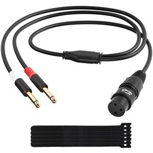 Elecan 3-Pin XLR Female to Dual 6.35mm 1/4'' TS Male Y Splitter Converter Cable 15 Ft, Double Mono to XLR Microphone Cable Stereo Audio Interconnect Adatper Cord for Mixer AMP Speaker+5 Ties