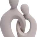 Quoowiit Ceramic Couple Sculptures for Home Decor, Abstract Lover Statue for Shelf, Office, Living Room, Bedroom Decorations - Anniversary, Valentine's Day, Birthday Gift (Grey) (Gray)