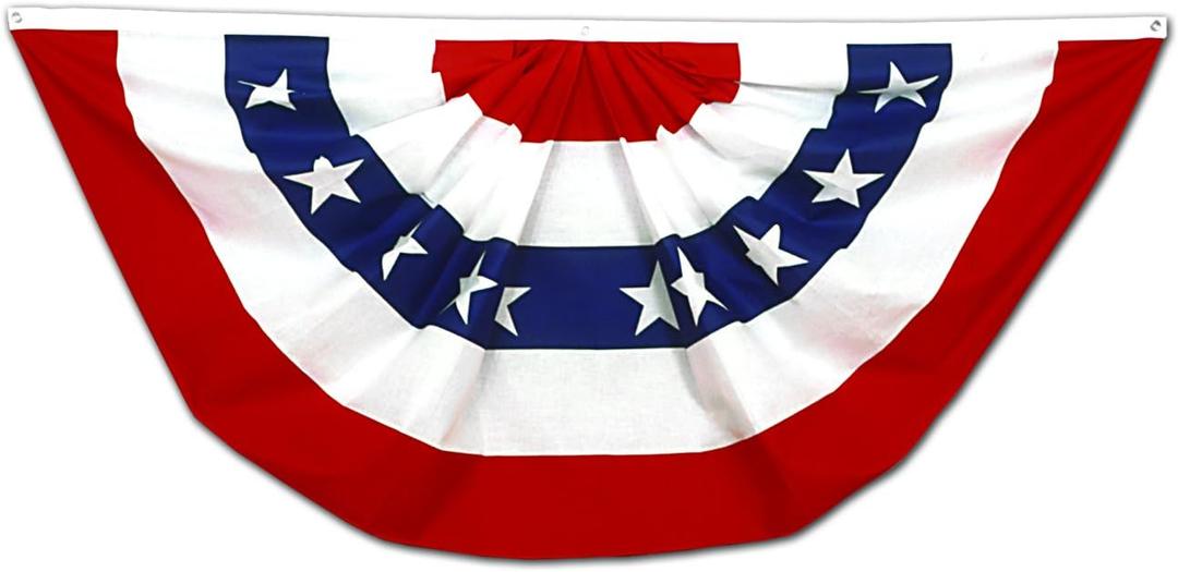 Annin Flagmakers Pleated Full Fan Flag Bunting Decorations, Large, 3 x 6 Feet (Model 483200) 100% Made in USA