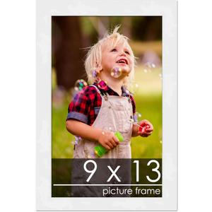 Poster Palooza 9x13 Frame White Solid Pine Wood Picture Frame | UV Acrylic, Foam Board Backing & Hanging Hardware