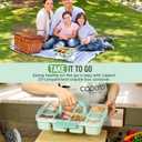 Caperci Original Snackle Box Container - 10-Compartment Divided Snack Serving Tray with Lid & Handle, Built-in 2 Dressing Containers, Leak-Proof, Dishwasher Safe, BPA-Freen (Mint Green)