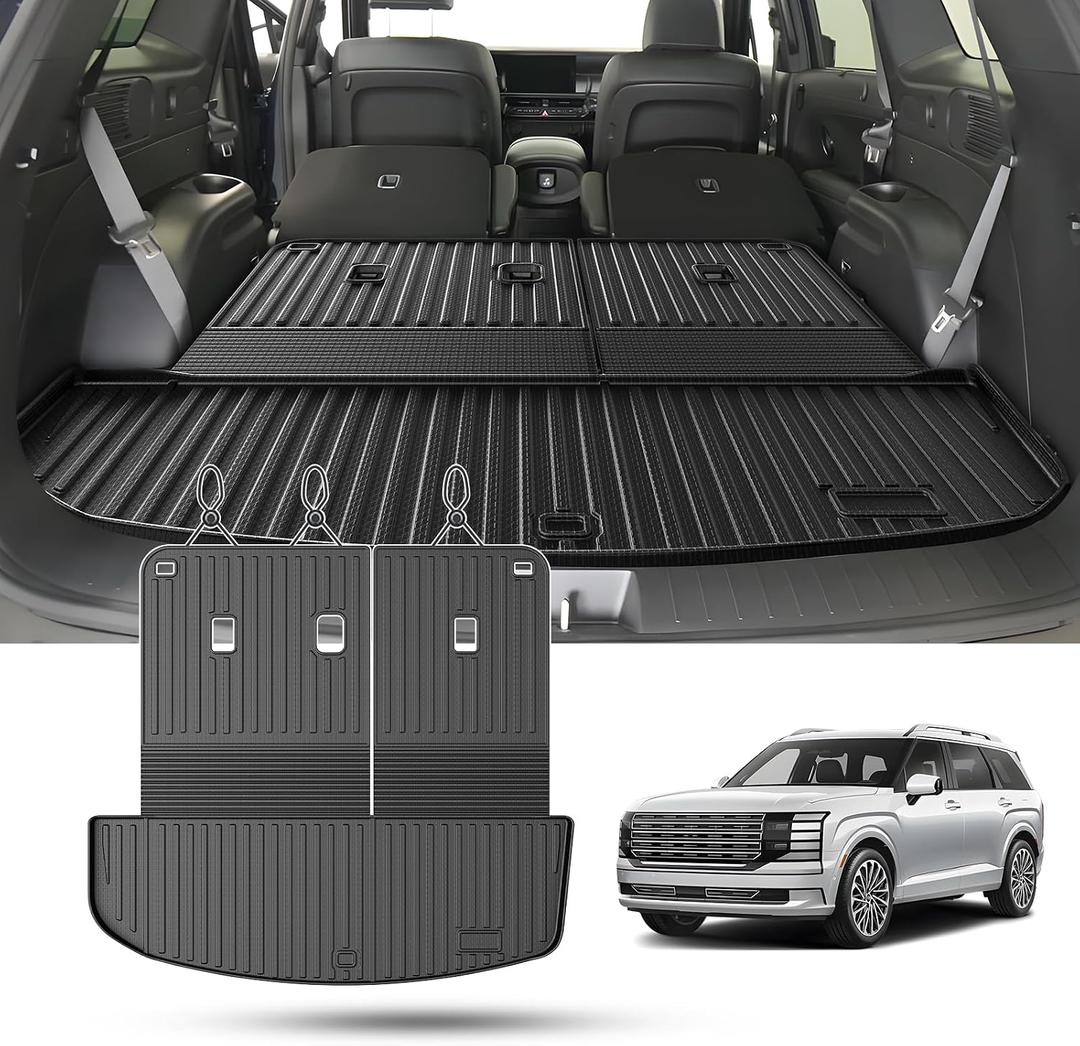 Cartist Trunk Mat Fits for 2026 Hyundai Palisade Gas Cargo Liner, TPE All Weather Cargo Mat for Palisade Accessories (with Backrest Mat)