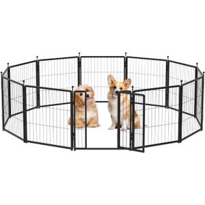 Dog Playpen Indoors/Outdoor, 24 inch 12 Panels Dog Play Pen for Small Dogs, Rustproof Metal Pet Fence for RV Camping/Yard/Garden