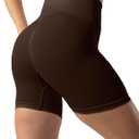 Women's Workout Shorts High Waist Scrunch Butt Gym Booty Shorts (Brown, M)