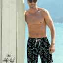 Goodstoworld Mens Swim Trunks with Compression Liner 9'' Inseam Quick Dry Swimsuit Shorts M-3XL (Hawaiian Dinosaurs)